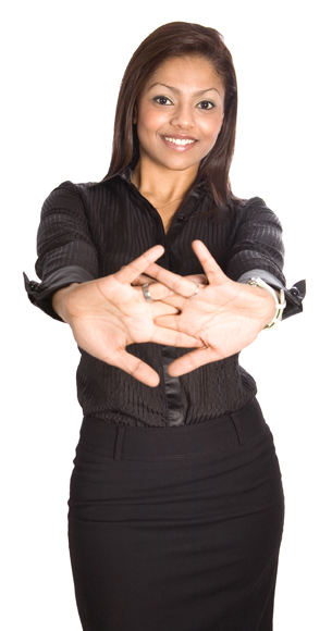 Female office worker doing stretching exercises