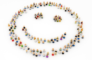 This is an illustration of figures arranged in a smiley face.