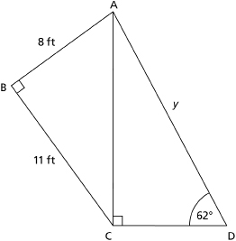 This graphic shows an illustration of two right triangles sharing a common length of AC.