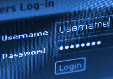 This shows a photograph of a login screen with a close-up of the username and password entry boxes.