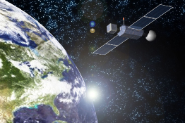 This shows a photo of an orbiting satellite.