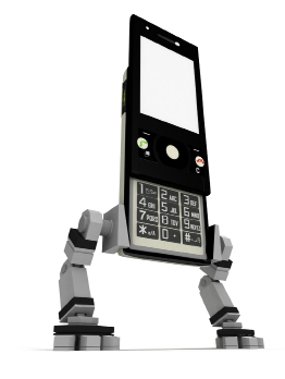 This photo shows a robot created from a cellphone.
