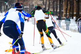 This photo shows participants in a cross-country skiing competition.