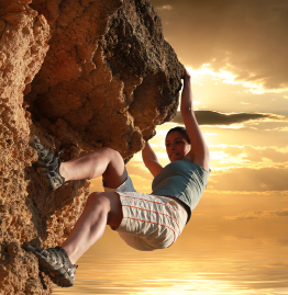 This photo shows a rock climber.