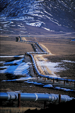 This is a photo showing a pipeline going above ground.