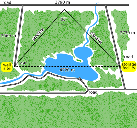 This is a photo showing a pipeline going above ground through a forest.