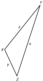 This is an oblique triangle with sides x, y, and z and angles X, Y, and Z.