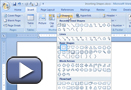 This is a screenshot for Inserting Shapes in MS Word 2007.