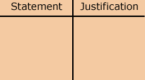 This is a graphic of a table with two columns. The left-hand column is labelled Statement and the right-hand column is labelled Justification.
