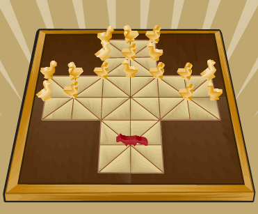 This illustration is a fox and geese game in progress.