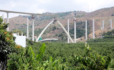 This is a photo of a bridge under construction.