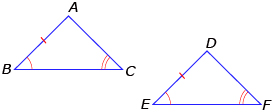 This illustration shows two triangles that are congruent by AAS.