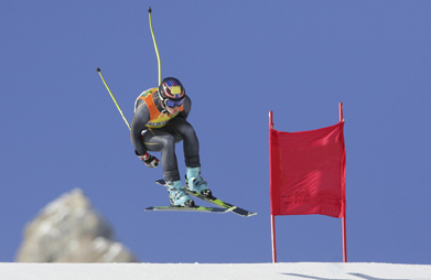 This is a photo of a downhill ski racer.