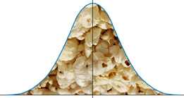 This is a picture of popcorn shaped like a bell curve.