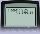 This shows a calculator screen shot of the cube root of minus 2000, using an exponent of one third.