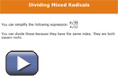 This is a screenshot for Dividing Mixed Radicals.