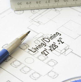 This is a photo of a floor plan of a living room and a dining room.
