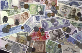 This is a photo of various international currency. 