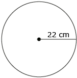 This is an illustration of a circle with a radius of 22 cm.