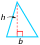 This is an illustration of a triangle. The area of a triangle is one-half base times height.