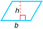 This is an illustration of a parallelogram. The area of a parallelogram is base times height.