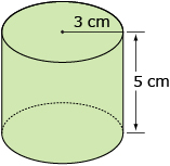 This is an illustration of a cylinder with a radius of 3 cm and a height of 5 cm.