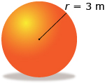 This is an illustration of a sphere with a radius of 3 metres.