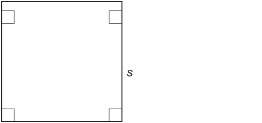 This image shows a square with the side length labelled by the variable s.