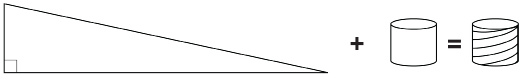 This illustration shows a right triangle and a cylinder of the same height. The graphic also shows that, by wrapping the triangle around the cylinder, you get an object that looks like a threaded bolt.