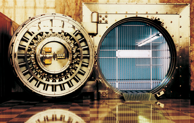 This is a photo of an open bank vault.