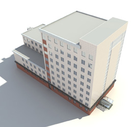 This is an illustration of a rectangular office building.