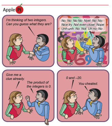 This shows a cartoon of two friends playing a number guessing game.