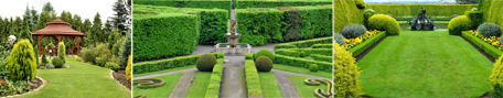 This shows a photo collage of three giant mazes.