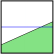 This shows a Cartesian plane and a solid line with a positive slope, negative y-intercept, and positive x-intercept. The region below the line is shaded.