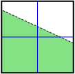 This shows a Cartesian plane and a dotted line with a negative slope, positive y-intercept, and positive x-intercept. The region below the line is shaded.