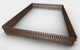 This shows a photo of a fenced, rectangular space.