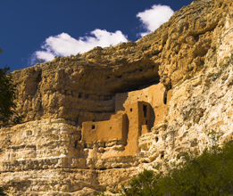 This photo shows a community built into the face of a cliff by the Anisazi people.