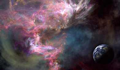 This photograph shows Nebula and a planet.