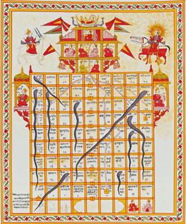 This is an illustration of the game Snakes and Ladders.