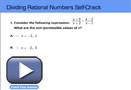 This is a play button that opens Dividing Rational Numbers Self-Check.
