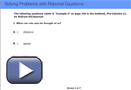 This is a play button that opens Solving Problems with Rational Equations Self-Check.