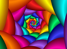 This shows a photo of a multicoloured design resembling a flower.