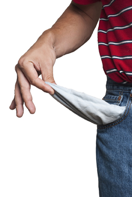 This is a photo of a person with an empty jeans pocket.