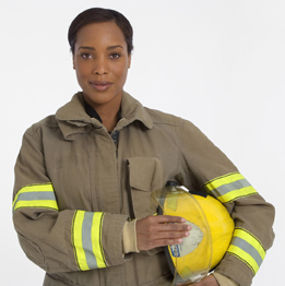 This photo is of a female firefighter.