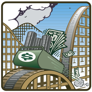 This is a graphic of a financial roller coaster.