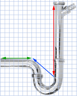 This is a picture of connected chrome plumbing pipes. 