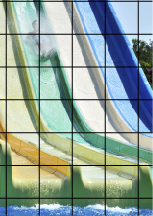 These are photos of water slides of different heights.
