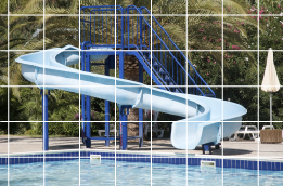 These are photos of water slides of different heights.