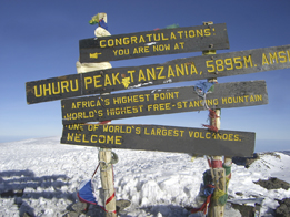 This is a photo at the top of Mount Kilimanjaro.