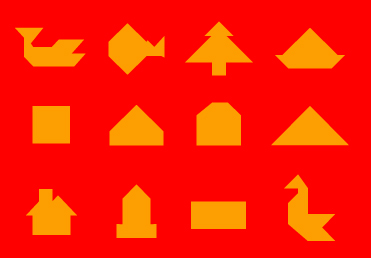 These are tangram puzzle patterns.